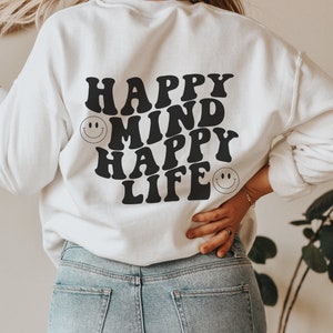 Aesthetic Sweatshirt, Words on Back, Smiley Face Hoodie, Trendy Hoodie, Tumblr Hoodie, Oversized Hoodie, Positive Quote Shirt