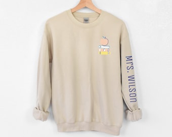 Personalized Teacher Sleeve, Custom Last Name Sweatshirt, Teacher Mrs Sweatshirt, Cute Teacher Appreciation Sweatshirt, Gift for Teacher