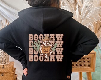 Halloween Zip Up Hoodie, Western Ghost Cowboy Womens Clothing, Country Halloween