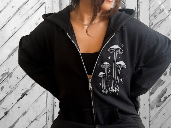 Mushroom Zip Up Hoodie, Mushroom Aesthetic Zip Hoodie, Skeleton Halloween, Hippie Mushroom Skull , plant shirt, Nature shirt, Gift for her