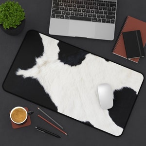 Western Office Decor, Cow Print Desk Mats, Dairy Cow Giant Mouse Pad, Jumbo Mouse Pad, Trendy Desk Decor, Boho Office Decor, SIZE &quot;12x&quot;22