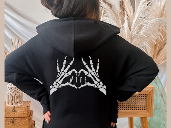 Wife Zip Up Hoodie Wedding Jacket Sweatshirt - Bridal Shower Gift - Honeymoon Sweatshirt - Matching Couple Shirts - Bride Zip Up - Emo