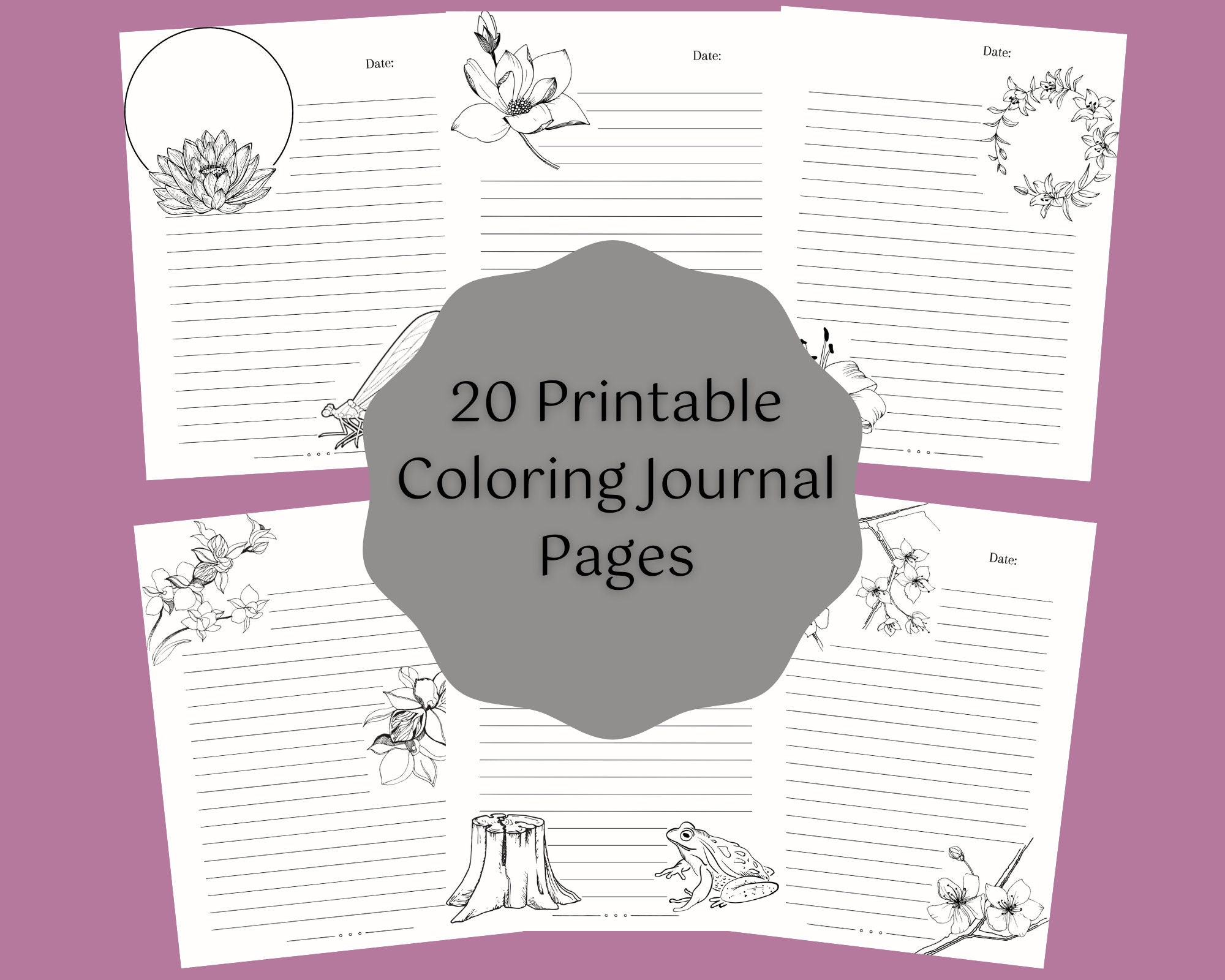 Nature Coloring Journal Pages Printable - Il Fullxfull.3964594788 R80k 