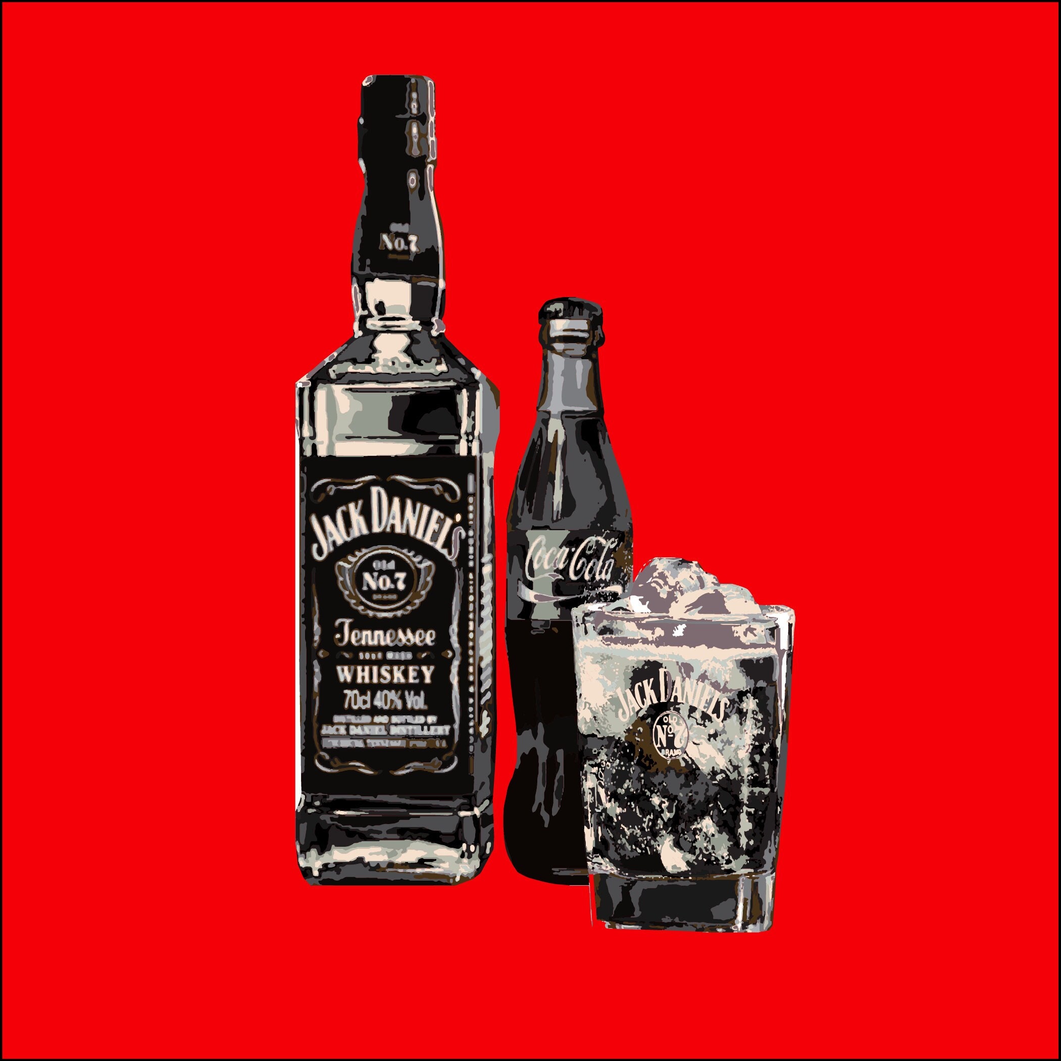 Jack Daniels and Coke Pop Art Digital Art Download Wall Etsy