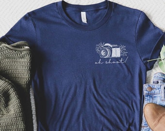 Oh Shoot! Photography Tshirt, Minimalist Analog Photography Shirt, Film Camera Tee Shirt, Wedding Photographer Gift, Older Camera T