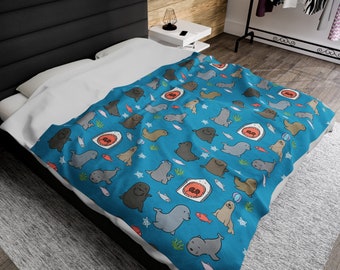 Sea Lion Blanket | Sea Lion Print Pattern | 30x40 50x60 60x80 Blanket | Zookeeper Gift