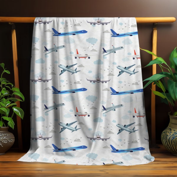 Airplane Blanket | Co Pilot Gift | Pilot Wife Blanket | Stepson Gift | Young Wild and Three Sensory Living Room Couch Throw | Sky Explorer