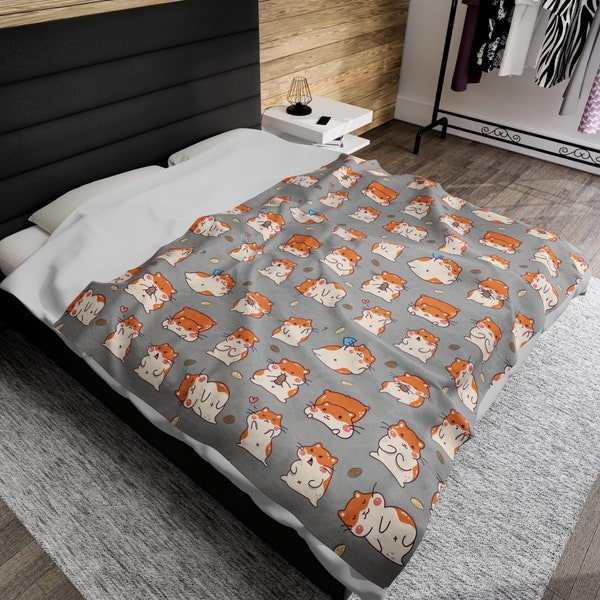 Chubby Hamster Blanket | Cute Chibi Hamster Gift | 30x40 50x60 60x80 Blanket