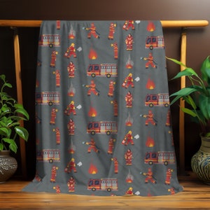 Firefighter Blanket | New Firefighter Wife and Dad Gift | Firetruck Living Room Couch Throw for the Fire Station 30x40 50x60 60x80 |