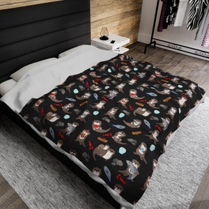 In Otter News Cute Otter Blanket | River Otter Gifts | Wildlife Blanket | Zookeeper Gift | Roommate Gift | 50x60 60x80 Living Room Throw