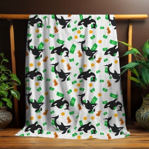 Eat the Rich Orca Blanket | Team Orca Uprising | Orca Whale Gifts for Marine Life Lovers | Sink the Rich Couch Throw | 30x40 50x60 60x80