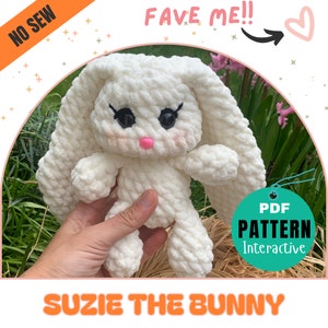 No Sew Bunny Pattern Amigurumi Cute Beginner Friendly Downloadable Interactive PDF Pattern, Rabbit Crochet Pattern, Crochet Bunny