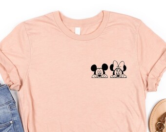 Pocket Vintage Mickey and Minnie Shirt, Gift For Couples, Lovely, Magic Trip, Animation Mickey Mouse, Disney Trip Tee, Personalized Shirt