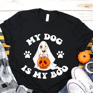 My Dog is My Boo Halloween Shirt, Cute Halloween Shirt, Spooky Dog Tee, Spooky Pumpkin Tee, Ghost Dog Shirt, Dog Mom Shirt,Halloween Dog Tee