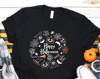 Happy Halloween Shirt, Halloween Shirt, Funny Halloween Shirt, Halloween Shirt with Hat, Halloween Gift, Cute Halloween Shirt, Spooky Shirt