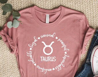 T-Shirt mit Stier-Motiv, Sternzeichen-Shirt, Astrologie-Shirt, Geschenk für Stiere, Geburtstagsgeschenk für Stiere, Sternzeichen, Horoskop-T-Shirt, Charakteristisches Shirt.
