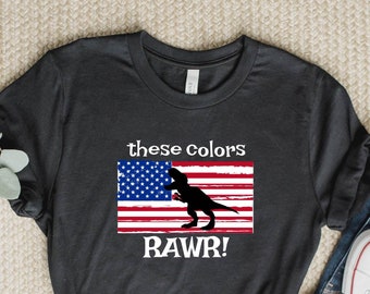 T-shirt dinosaure drapeau américain Rawr aux couleurs de l'Amérique, cadeau pour la fête nationale américaine du 4 juillet, t-shirt dinosaure USA, t-shirt pour les amoureux du Saurus Rex, t-shirt du 4 juillet