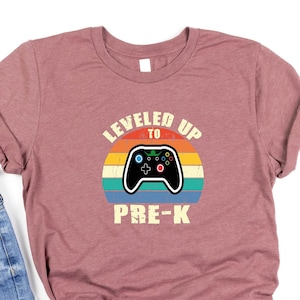 Leveled Up To Pre-K Shirt, Gamer Boy Zurück zu Schulshirt, Vorschuljunge-Gaming-Geschenk, Kleinkind-Junge-Pre-K-Shirt, erster Tag des Vorschul-Shirts
