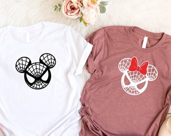 Spiderman Mickey and Minnie Avengers Couple Shirt, Disney Mickey Minnie Head Shirt, Spiderman Matching Shirts, Spiderman Disney Family Shirt