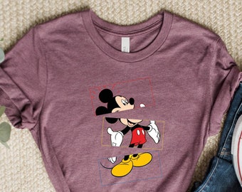 Camiseta vintage de Mickey Mouse, camiseta de personajes de Disney, cabeza de Mickey, camiseta de vacaciones de Disney, regalo divertido de Mickey, camiseta para amantes de Disney para mujer.