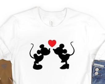 Love Disney Mickey and Minnie Mouse Matching Shirt For Valentines Day, Mickey Minnie Kiss Shirt, Mickey Minnie Love, Disney Shirt for Lover