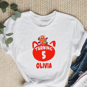 Camiseta personalizada de aniversário Turning Red, camiseta combinando para a família Turning Red da Disney, camiseta para aniversariante e aniversariante, produtos Turning Red.