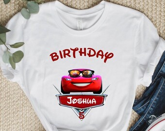 Camiseta de cumpleaños de Cars McQueen: Fiesta personalizada de Rayo McQueen