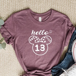 Disney Hello 13 Est 2010, regalo di compleanno per sorella, regali di compleanno Disney, maglietta regalo per il 13° compleanno, maglietta di compleanno per bambini, regalo per il tredicesimo compleanno