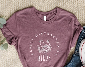 T-Shirt „Leicht von Vögeln ablenkbar“: Lustiges Geschenk für Vogelbeobachter