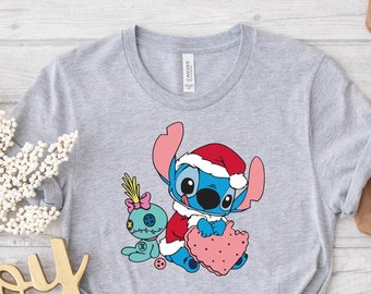 Chemise de Noël Stitch, arbre de Noël Disney Stitch, bonnet de Noel cadeau Noël, chemise de Noël, chemise de Noël Stitch, cadeau chemise de Noël Stitch Disney