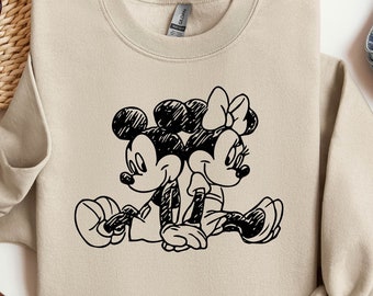 Sudadera vintage de Mickey y Minnie, regalo para parejas, sudadera encantadora, sudadera con capucha de viaje mágico, Mickey Mouse animado, sudadera de viaje de Disney