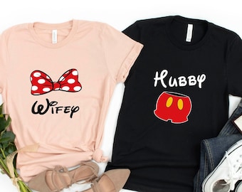 Minnie Bow Wifey and Mickey Hubby Matching Couple Shirt