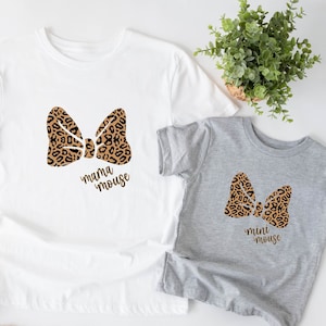 Disney Mama Mouse & Mini Mouse Matching Shirt, Leopard Mom Daughter Shirt, Family Matching Mother&#39;s Day Shirt,Mommy and Me Disney Trip Shirt