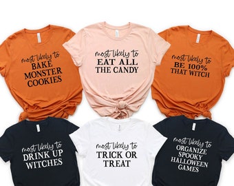 T-shirt « Très susceptible d'aller à Halloween », T-shirt familial Halloween, T-shirt assorti Halloween personnalisé, T-shirt pour fête d'Halloween, T-shirt de groupe familial Halloween