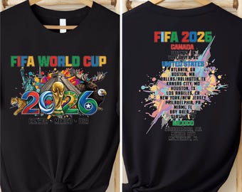 FIFA 2026 World Cup Shirt Host Cities Canada Mexico USA Soccer Fan Gift Stadium List Graphic Football Shirt, Family Matching T-shirt