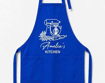 Personalized Kitchen Apron with Name, Custom Baking Apron, Cooking Gift for Mom, Chef Apron, Housewarming Gift, Kitchen Decor
