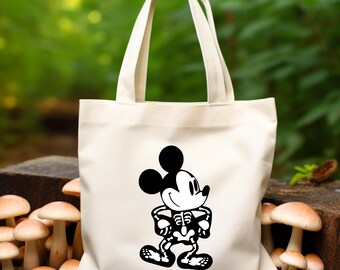 Bolsa de tela con diseño de Mickey y esqueleto de Halloween de Disney, bolsa de Halloween de Disneyland, bolsa de tela para fiesta de Halloween de Mickey y esqueleto, bolsas Boo Halloween 2025