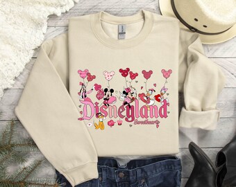 Disneyland Hearts Valentines Day Sweatshirt, Disneyland Valentines Sweater, Mickey And Friends Valentine Sweatshirt, Valentines Day Gift