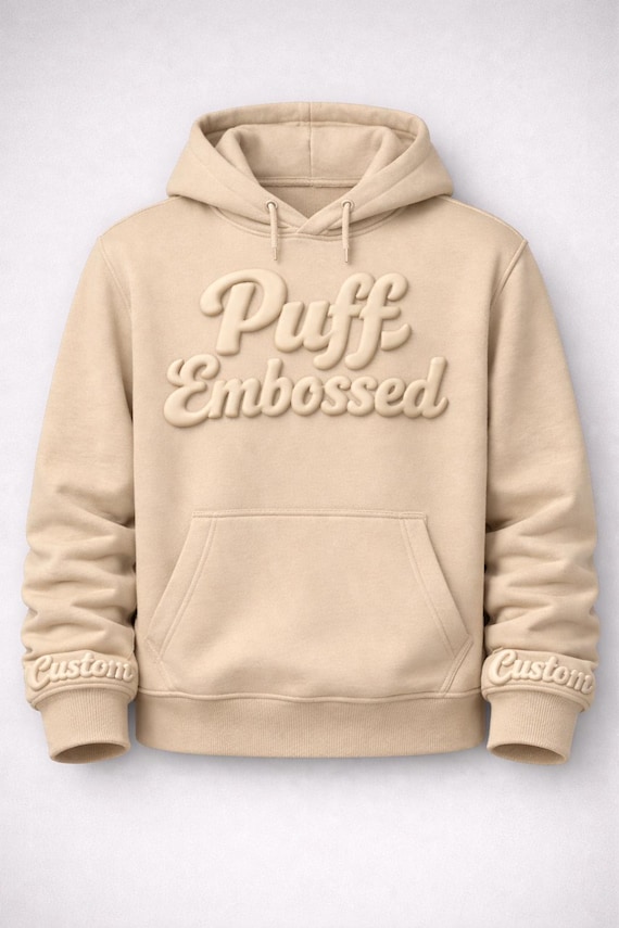Custom 3D Raised Text Hoodie, Personalized Puff Print Sweatshirt, Embossed Lettering Gift, Cozy Pullover with Custom Text