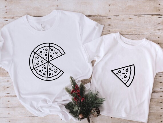Matching Couple T-Shirts - Funny Pizza Slice Design, His & Hers Sizes, Soft Fabric (Men 3XL / Women L)