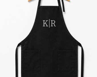 Personalized Custom Couple Apron, Custom Monogram Cooking Apron, Grill Master Gift for Dad, Custom Chef Cooking Apron Kitchen Gifts for Mom