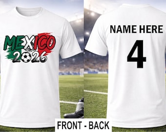 Mexico Soccer T-Shirt 2026, Custom Name & Number Jersey World Cup tee, Personalized Football Fan Shirt, Mexico Football Tee