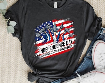 USA 250 Years Shirt, Patriotic Jet Fighter Tee, America 1776–2026 Shirt, Independence Day Graphic T-Shirt, USA Anniversary Tee