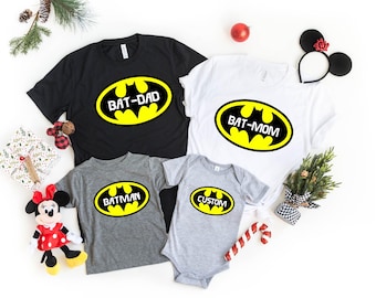 Personalized Bat Family Shirts, Superhero Matching Outfits