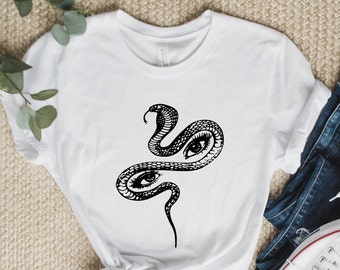 Camiseta com estampa de olhos de cobra: Camiseta unissex para amantes de animais