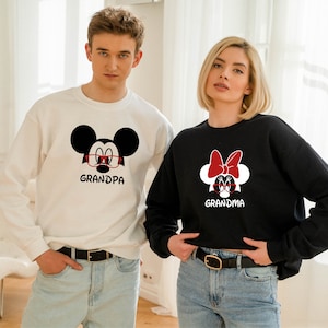 Minnie Mickey Grandma Grandpa Sweatshirt Hoodie, Customizable Matching Grandma Grandpa Sweatshirts, Promoted To Be Grandma Grandpa Hoodie