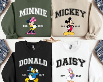 Moletom vintage com personagens da Disney, Mickey e seus amigos, Mickey, Minnie, Pateta, Pluto, Margarida, Donald e amigos, presente combinando, suéter clássico da Disney