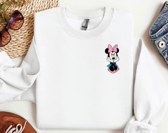 Sweat-shirt Minnie Mouse mignon, pull Minnie vintage, sweat-shirt personnalisé, animation personnalisée Minnie, cadeau pour elle, cadeau de voyage Disney mignon