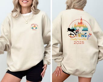 Sudadera Disney 2025, sudadera Disney personalizada, sudadera familiar, sudadera para viaje a Disney 2025, suéter familiar Disney para vacaciones Disney