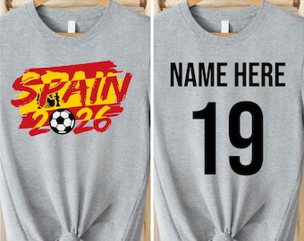 Custom Spain 2026 FIFA World Cup Shirt Personalized Name Number Soccer Fan Jersey Spain Football Shirt Unisex Gift For Fans